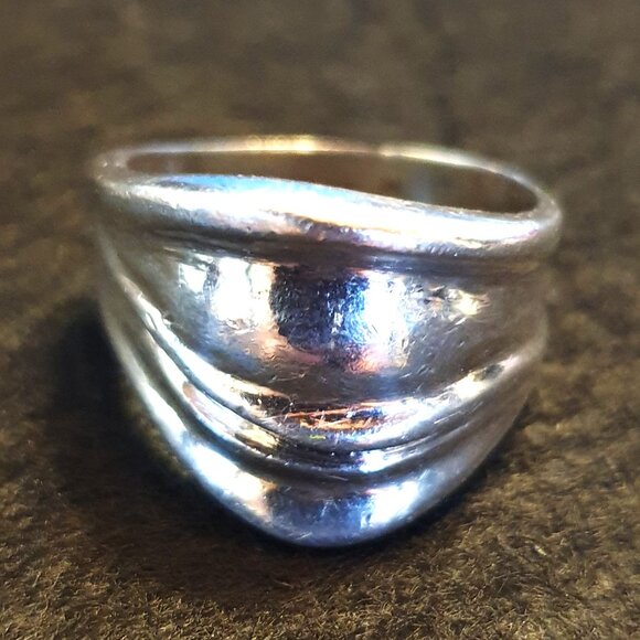 Fancy Vintage European Sterling Silver Wave Design Modernist Ring – Size 9.5 - Picture 9 of 14